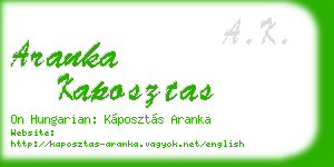aranka kaposztas business card