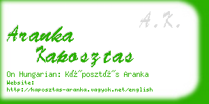 aranka kaposztas business card